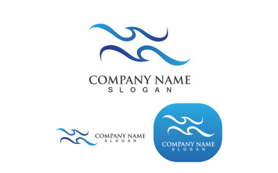 Logotipo y símbolo azul de la playa de la onda de agua V5