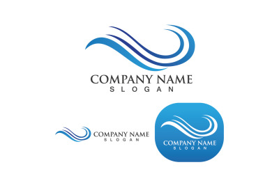 Logotipo y símbolo azul de la playa de la onda de agua V6