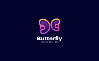 Butterfly Line Art Gradiënt Kleurrijk Logo