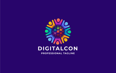 Modèle de logo de personnes de connexion numérique