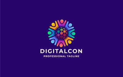 Шаблон логотипа Digital Connect People