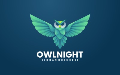 Baykuş Gece Degrade Logo Tarzı