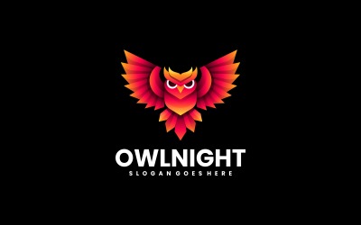 Baykuş Gece Degrade Renkli Logo Tarzı