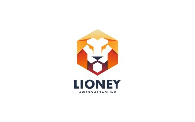 Design de logotipo de cor gradiente de leão