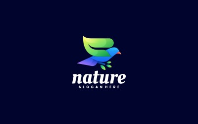Design del logo colorato con gradiente di uccello della natura