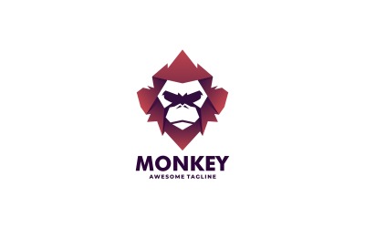 Diseño de logotipo de degradado de mono