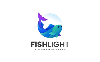 Diseño de logotipo de gradiente de luz de pescado