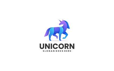Logotipo colorido degradado de unicornio