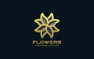 Logotipo de arte de línea de lujo de flores