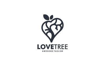 Logotipo de silueta de árbol de amor