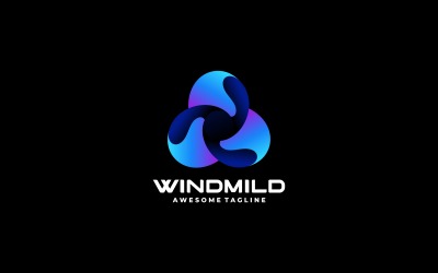 Modèle de logo de dégradé de moulin à vent
