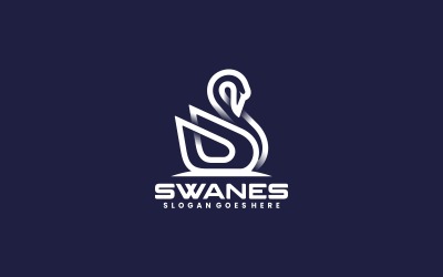 Swan Line Art Logo Template