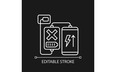 Charging, Discharging White Linear Manual Label Icon For Dark Theme
