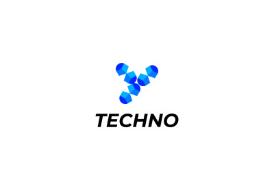 Логотип Modern Blue Tech Letter Y