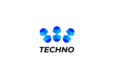 Logotipo de tecnología azul moderna letra W