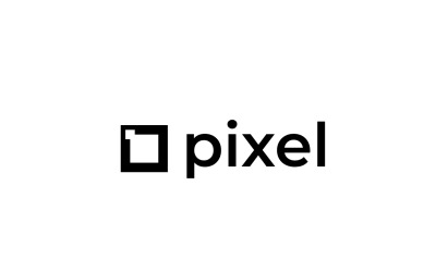 Logotipo plano moderno em pixel quadrado