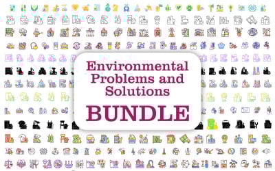 Набір іконок екологічних проблем та рішень