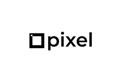 Négyzet alakú pixel modern lapos logó logó