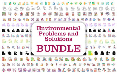 Pacchetto di icone di soluzioni e problemi ambientali