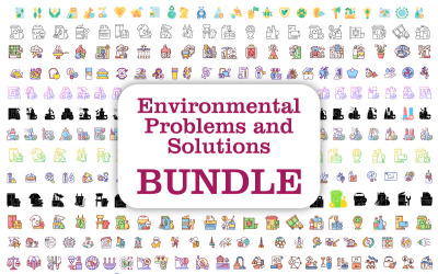 Paquete de iconos de problemas y soluciones ambientales