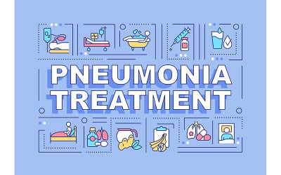 Bannière de concepts de mot de traitement de pneumonie