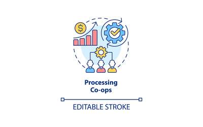 Icono de concepto de cooperativas de procesamiento