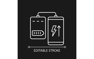 Powerbank okostelefonhoz fehér lineáris kézi címke ikon a sötét témához