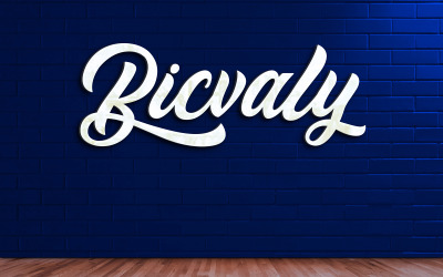 3d Logo Mockup on Blue Brick Wall Texture Background