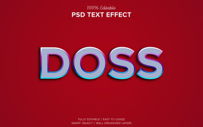 Efeito de texto 3d editável de texto brilhante Doss