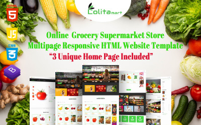 Lolitamart - Çevrimiçi Bakkal Süpermarket Mağazası Çok Sayfalı Duyarlı HTML Web Sitesi Şablonu