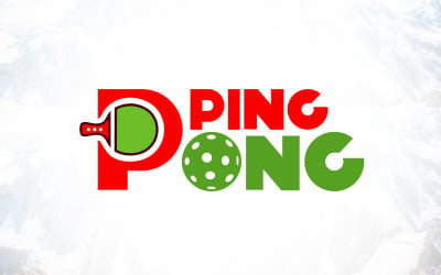Logotipo Wordmark de tênis de mesa de pingue-pongue