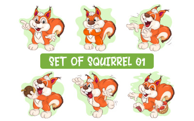 Set of Cartoon Squirrel _ 01 Clipart Vector