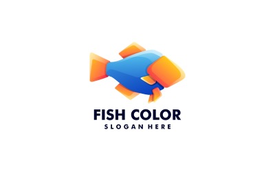 Stile del logo del gradiente di colore del pesce di vettore