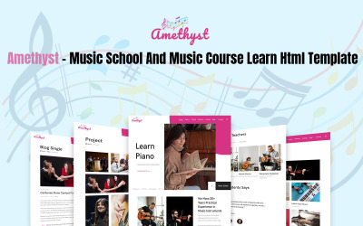 Amethyst - Muziekschool en muziekcursus Html-sjabloon leren