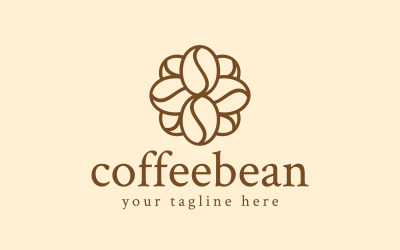 Blommig dekorativ logotyp för kaffebönor