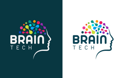 Creatief menselijk hersentechnologie-logo