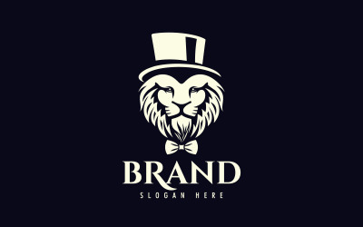 Diseño de logotipo de moda King Gentleman Lion