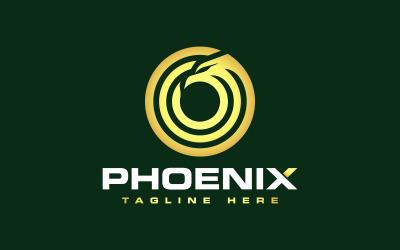 Geometrik Altın Kartal Phoenix Logosu