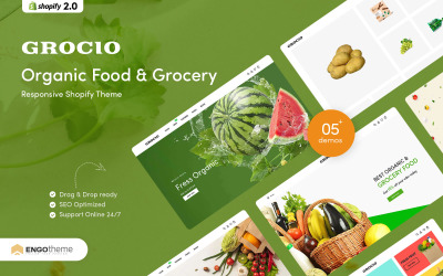 Grocio - Responsief voor biologisch voedsel en boodschappen Shopify-thema