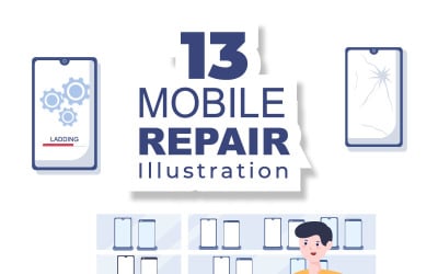 13 Ilustração de telefone de reparo móvel