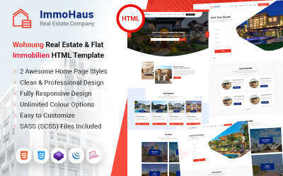 ImmoHaus - HTML-sjabloon voor onroerend goed huis Flat Rent Service Company