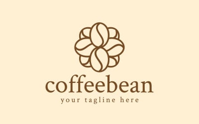 Logo decorativo floreale del chicco di caffè
