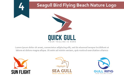 4 Martı Kuş Uçan Plaj Doğa Logosu