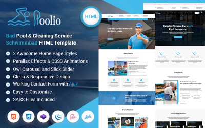 Poolio - HTML-шаблон послуги з технічного обслуговування чищення басейнів