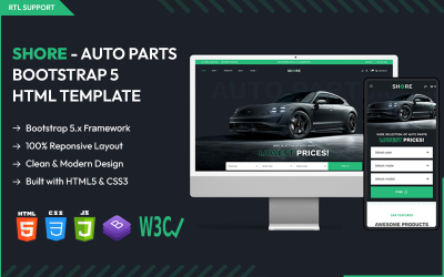 Shore - Modello HTML Bootstrap5 multiuso per ricambi auto