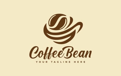 Xícara de Café com Design de Logotipo de Feijão