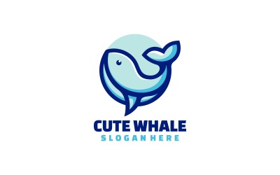 Diseño de logotipo de mascota simple de ballena
