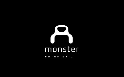 Duży nowoczesny potwór przerażające logo