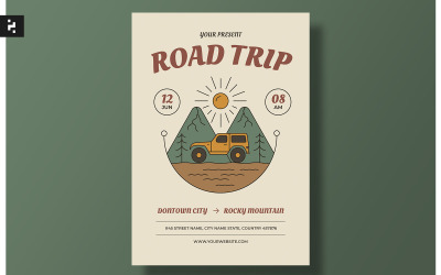 Sjabloon voor Road Trip Adventure Flyer-set