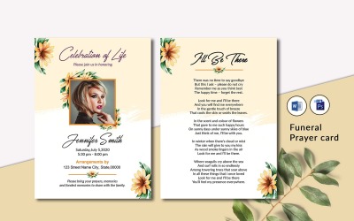 Floral Funeral Prayer Card Template